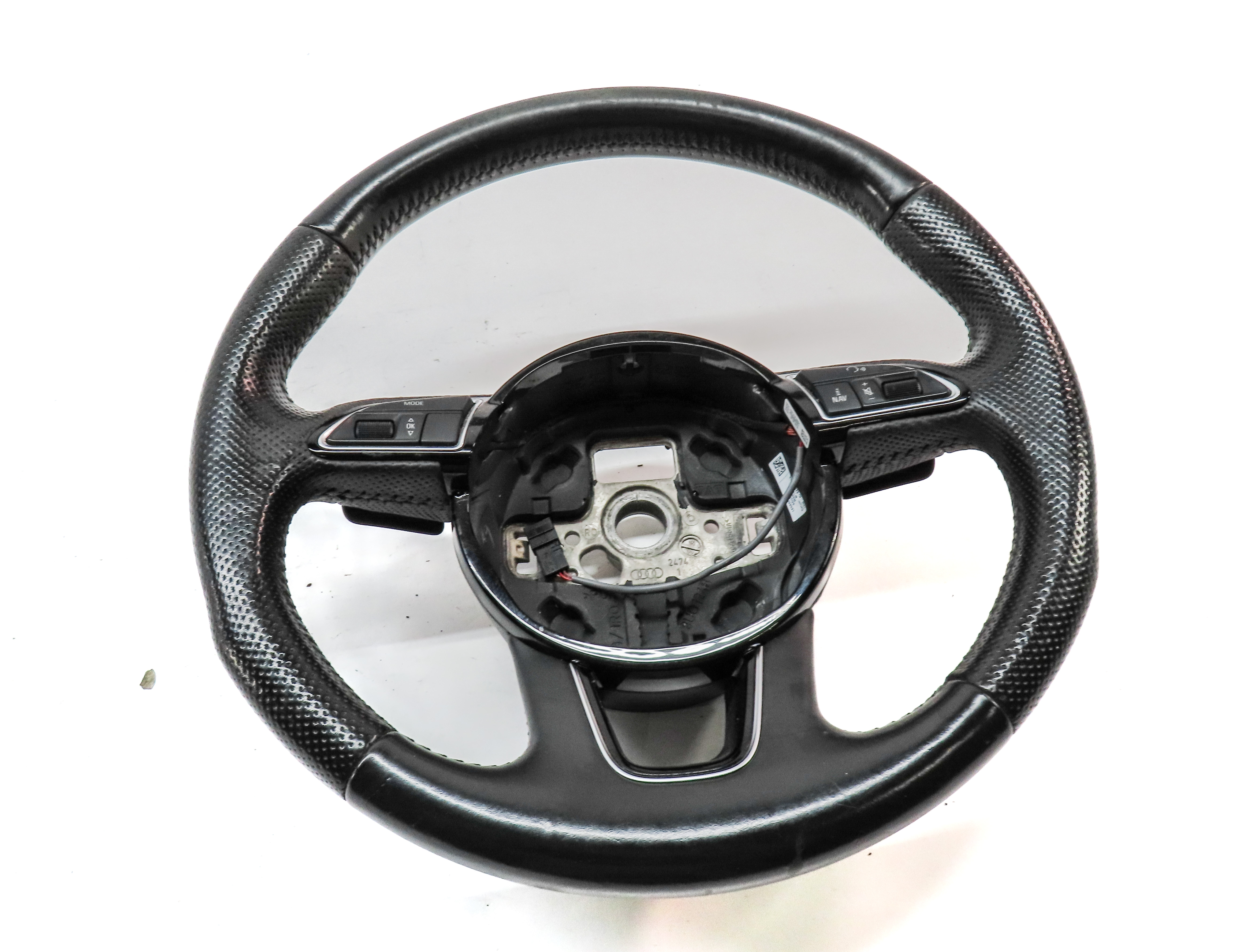 12-15 AUDI Q7 (4L) 3 SPOKE S-LINE STEERING WHEEL w/ SWITCHES & PADDLES (Black) — exact item pictured